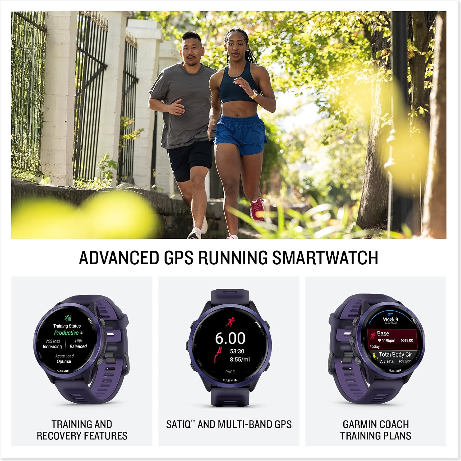 Garmin Forerunner® 570, 47mm, Aluminum, Imperial Purple/Indigo | Advanced GPS Running & Triathlon Smartwatch, AMOLED Display, Training & Recovery Features