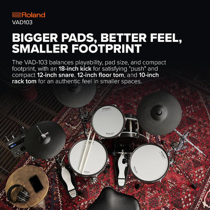 Roland VAD103 V-Drums Premium 4-Piece Electronic Acoustic Design Drum Kit