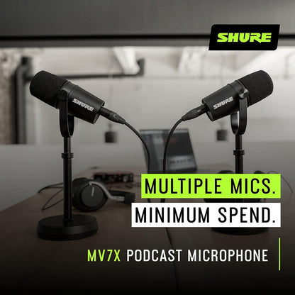 Shure MV7X XLR Dynamic Podcast & Recording Microphone - Black