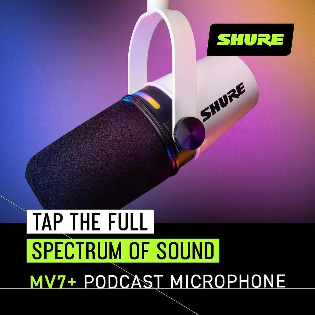 Shure MV7+ USB-C & XLR Podcast Dynamic Microphone - White