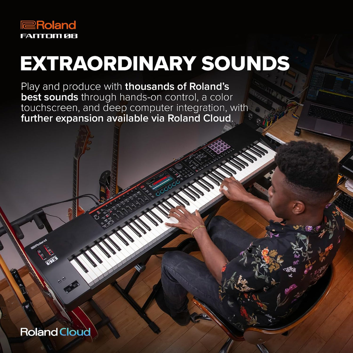 Roland FANTOM-08 WEIGHTED-ACTION SYNTHESIZER KEYBOARD – 88-Note Weighted Keyboard | Thousands of Roland Electronic & Acoustic Sounds | ZEN-Core and SuperNATURAL Technologies