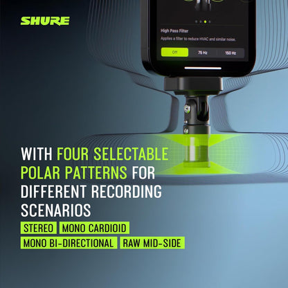 Shure MV88 USB-C Microphone for Mobile Recording - Black