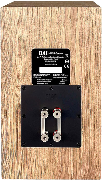 ELAC Uni-Fi Reference 3-Way 5-1/4" Bookshelf Speakers, Oak or Walnut Speakers for Home Theater and Stereo System, White Baffle with Oak Sides