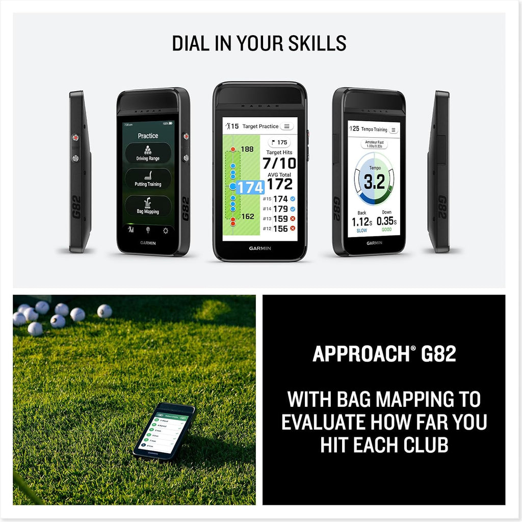 Garmin Approach® G82, Portable Golf Launch Monitor & Premium GPS Handheld | Large 5" High-Resolution Touchscreen Display, Integrated Launch Monitor, Putting Metrics, 43,000+ Preloaded Courses