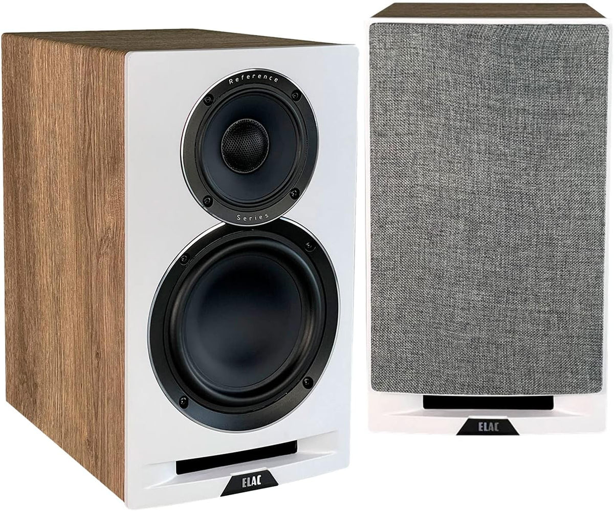 ELAC Uni-Fi Reference 3-Way 5-1/4" Bookshelf Speakers, Oak or Walnut Speakers for Home Theater and Stereo System, White Baffle with Oak Sides