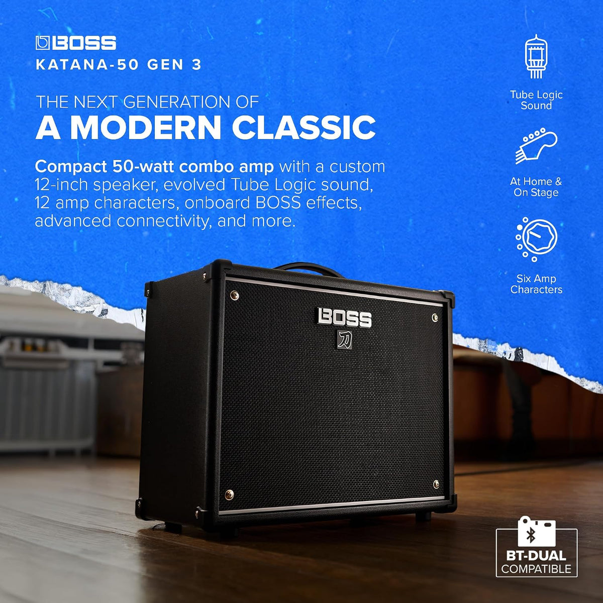 BOSS Katana-50 Gen 3 Guitar Amplifier, 50-Watt Combo Amp