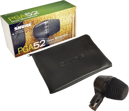 Shure PGA52 Dynamic Microphone - Swivel-Mount Kick-Drum with Cardioid Pick-up Pattern, No Cable (PGA52-LC)