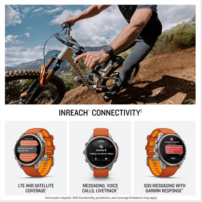 Garmin fēnix® 9 Pro, inReach®, Titanium, 47mm, Autumn Orange/Spark Orange