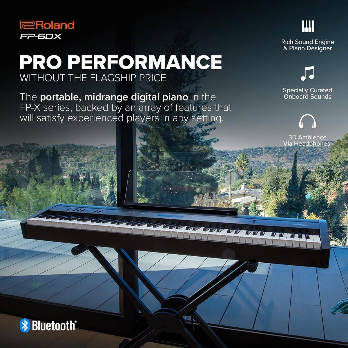 Roland FP-60X | Pro Performance 88-Note Digital Piano | Built-In Powerful Amplifier & Custom Stereo Speakers | Onboard Sound Customization | Curated Tones & FX | Bluetooth & MIDI Connectivity | Black