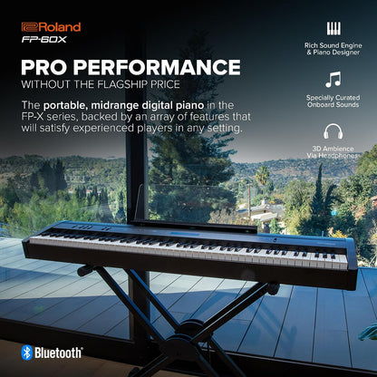 Roland FP-60X | Pro Performance 88-Note Digital Piano | Built-In Powerful Amplifier & Custom Stereo Speakers | Onboard Sound Customization | Curated Tones & FX | Bluetooth & MIDI Connectivity | Black