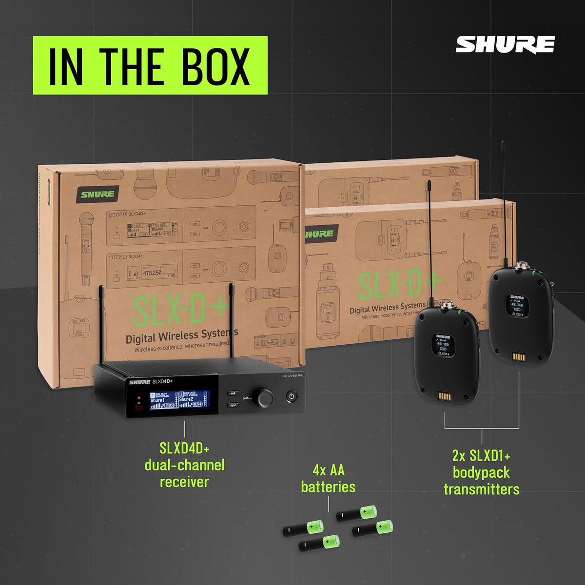 Shure SLXD14D+ Dual Digital Wireless System - G57 Band