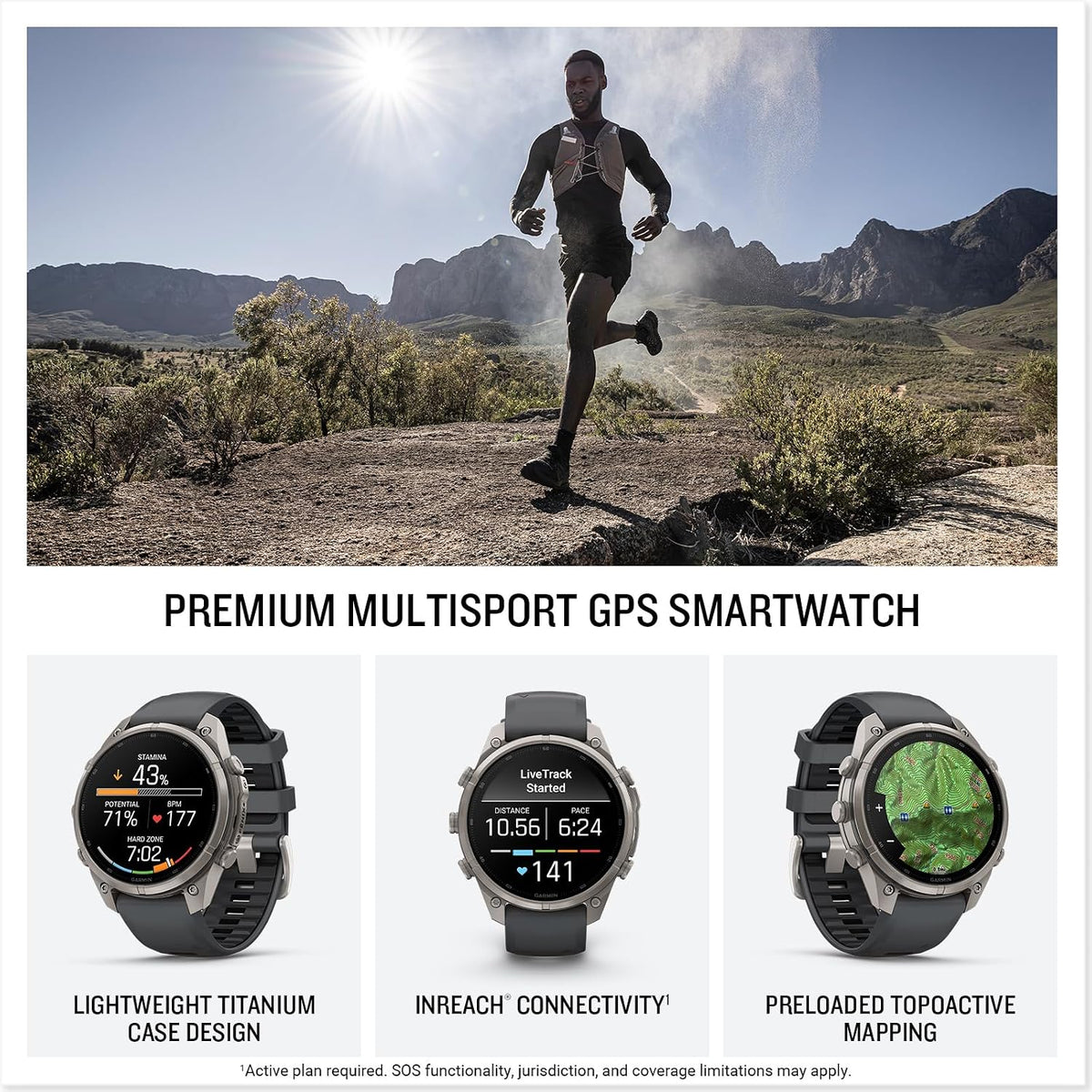 Garmin fēnix® 9 Pro, inReach®, Titanium, 47mm, Graphite/Black