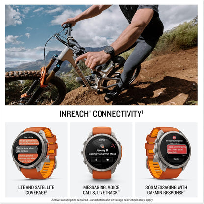 Garmin fēnix® 9 Pro, inReach®, Titanium, 51mm, Autumn Orange/Spark Orange