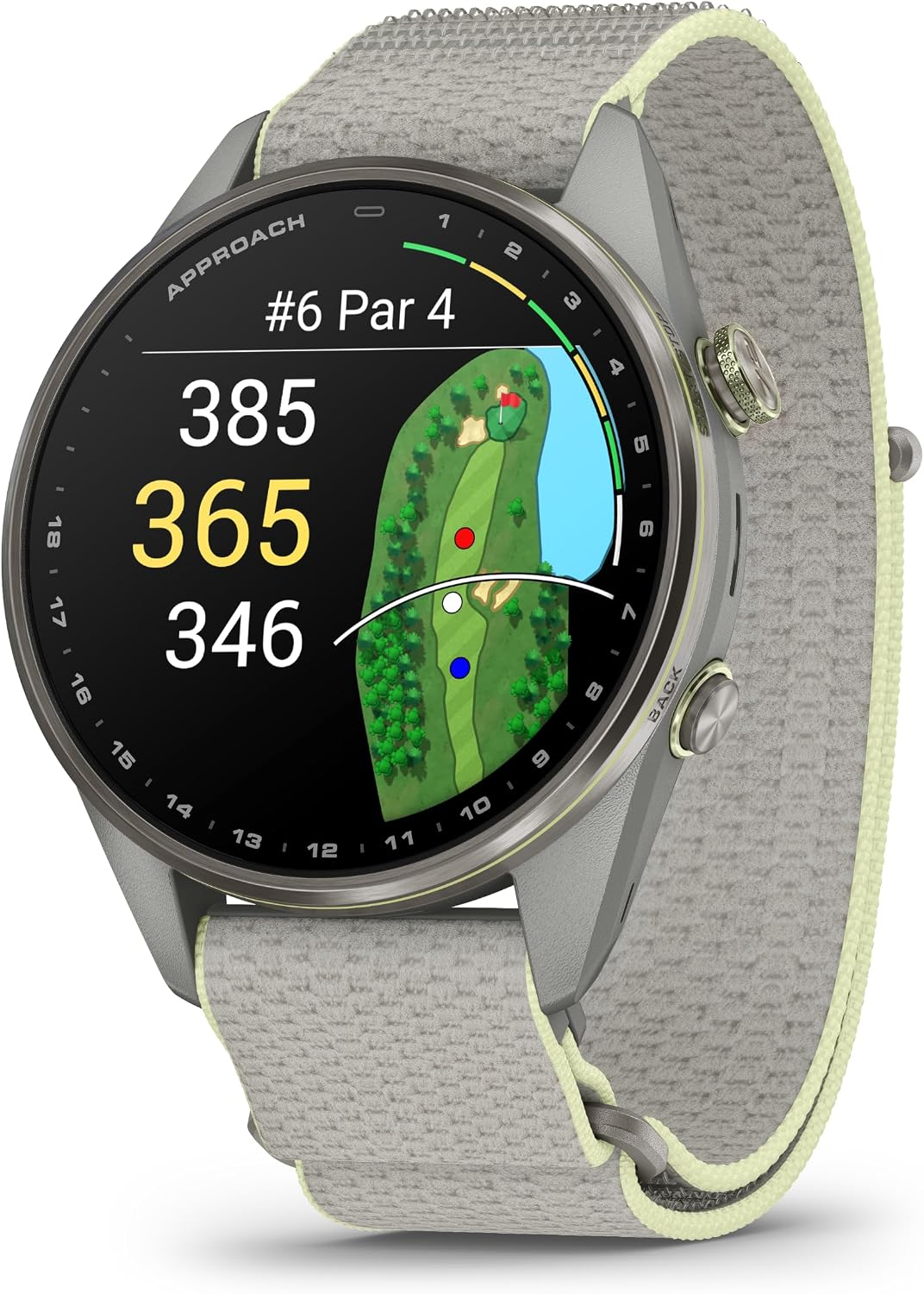 Garmin Approach® S72, Advanced Golf Smartwatch, 47mm, Fog Gray/Citron