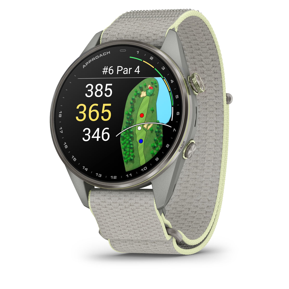 Garmin Approach® S72, Advanced Golf Smartwatch, 47mm, Fog Gray/Citron
