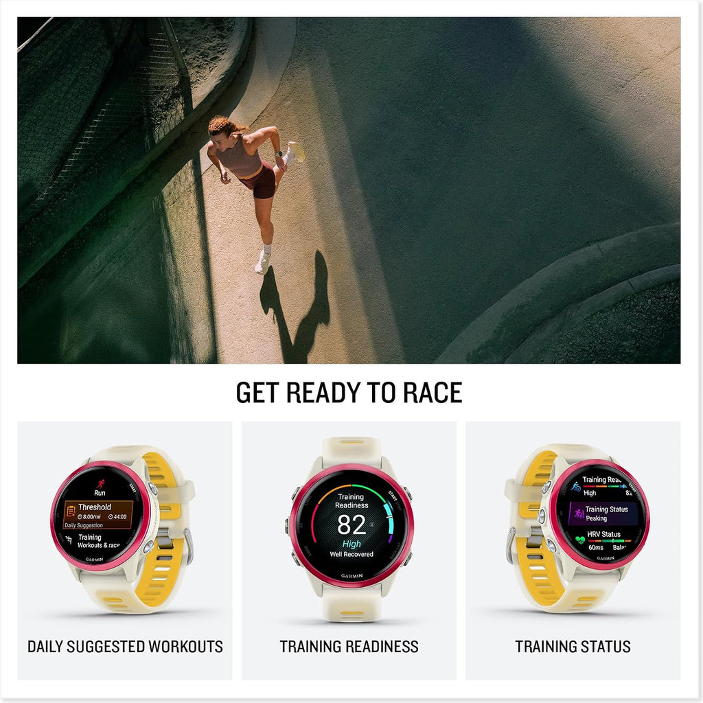 Garmin Forerunner® 570, 42mm, Aluminum, Bone/Mango | Smaller-Sized Advanced GPS Running & Triathlon Smartwatch, AMOLED Display, Training & Recovery Features