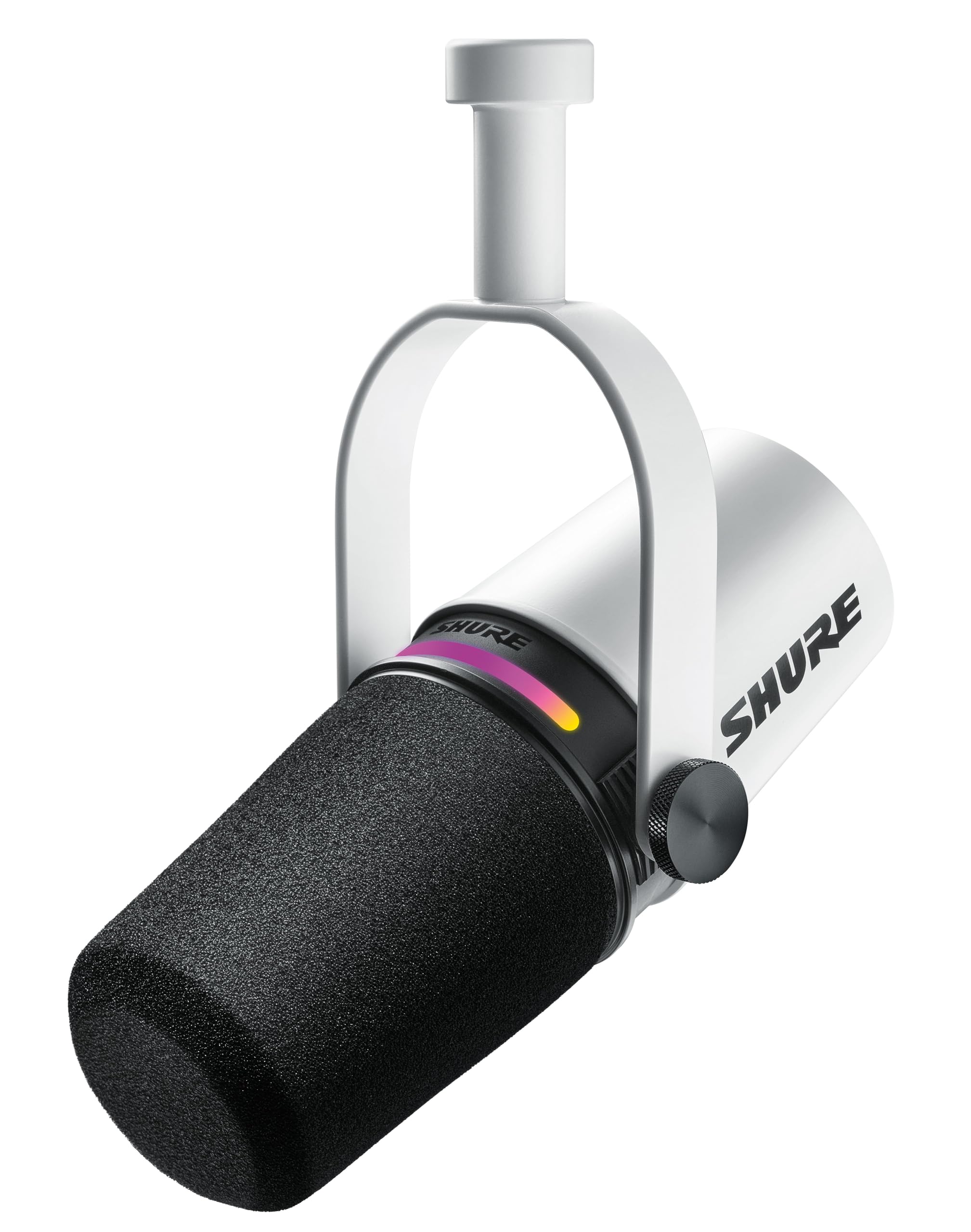 Shure MV7+ Podcast Dynamic Microphone with Stand – OBS Certified, Enhanced Audio, LED Panel, USB-C & XLR Outputs, Auto Level Mode, Digital Pop Filter – for Podcasting, Streaming, and Recording, Black