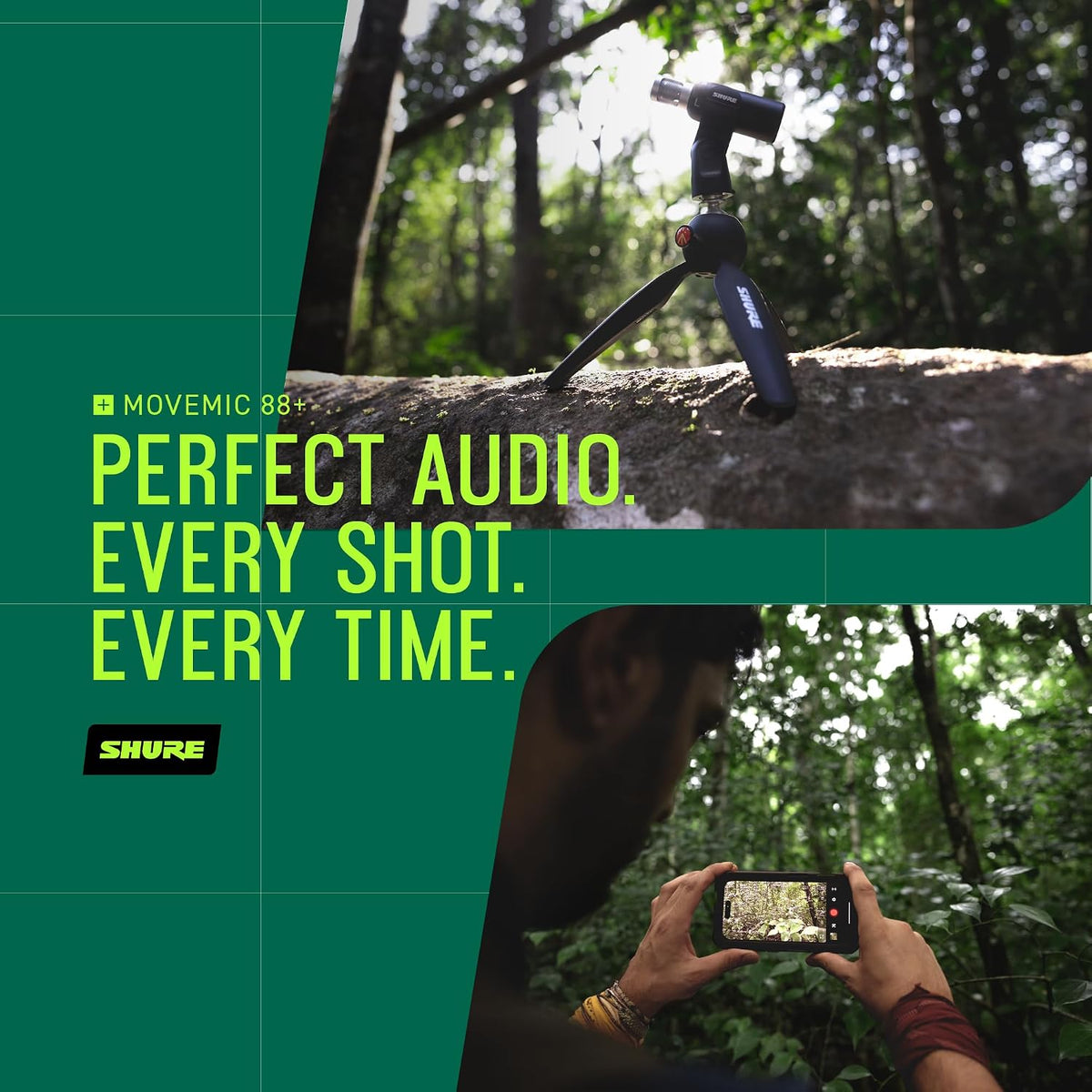 Shure MoveMic 88+ Wireless Stereo Microphone for iPhone & Android - Portable Video Recording Mic with 4 Polar Patterns, DSP Audio Controls & Direct-to-Phone Connectivity, Black