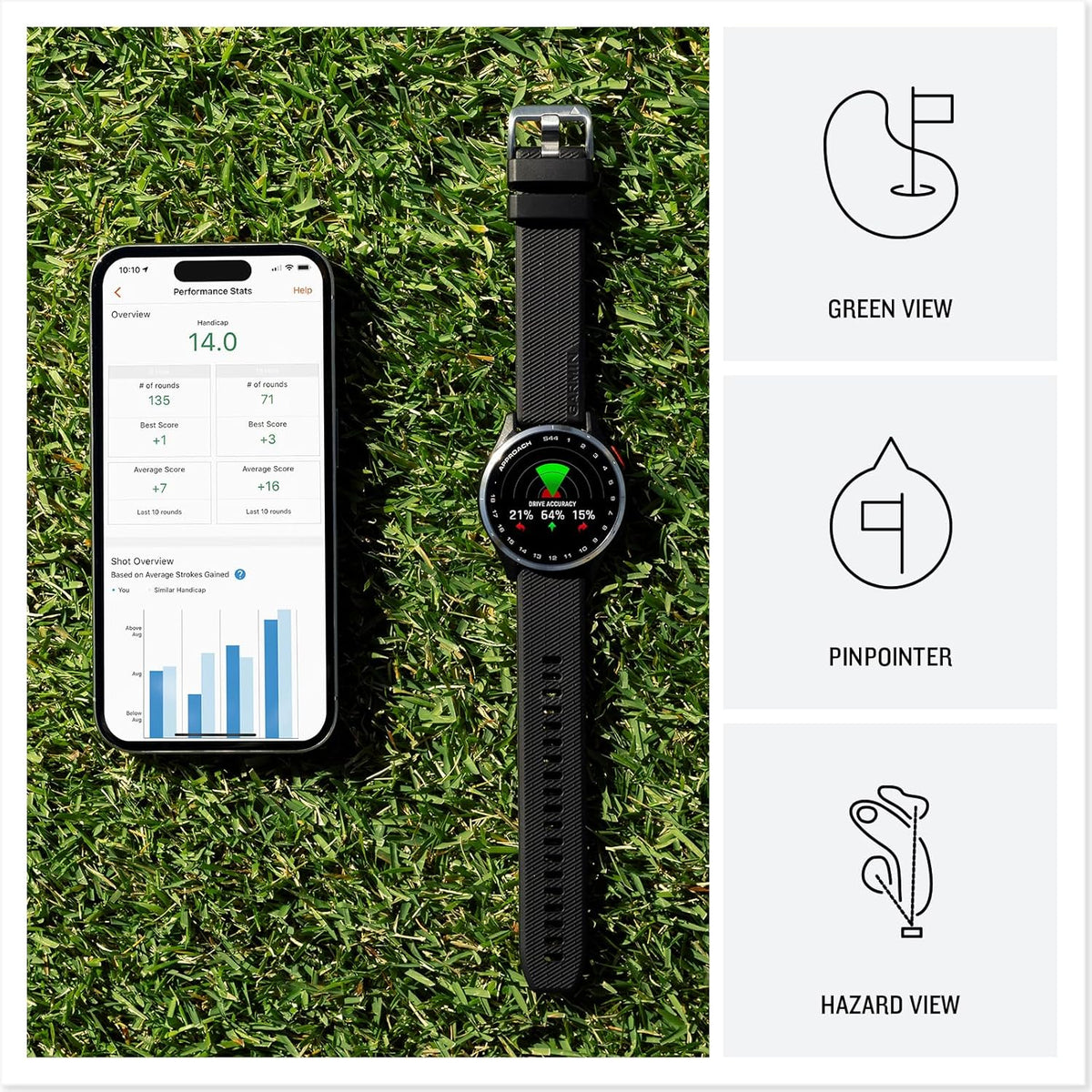 Garmin Approach® S44, Golf GPS Smartwatch, 43mm, Black