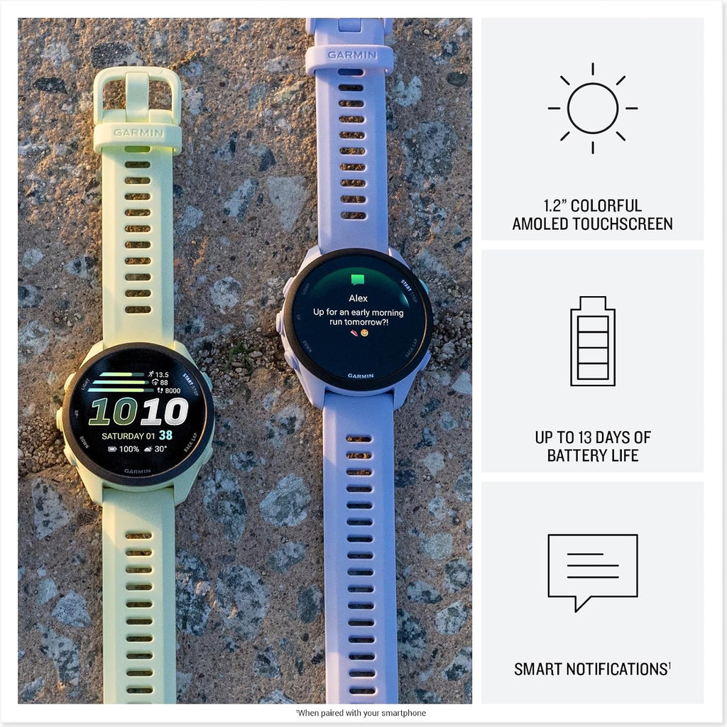 Garmin Forerunner® 70, 43mm, Whitestone | Beginner-Level Running Smartwatch, Pace, Distance and Heart Rate, Daily Suggested Workouts, Adaptive Training Plans