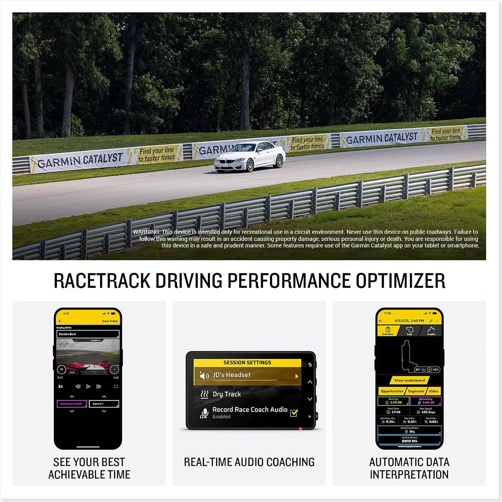 Garmin Catalyst™ 2, Racetrack Driving Performance Optimizer | Real-Time Coaching with On-Track Audio Cues, True Optimal Lap™ Technology, Detailed Performance Data, Leaderboards