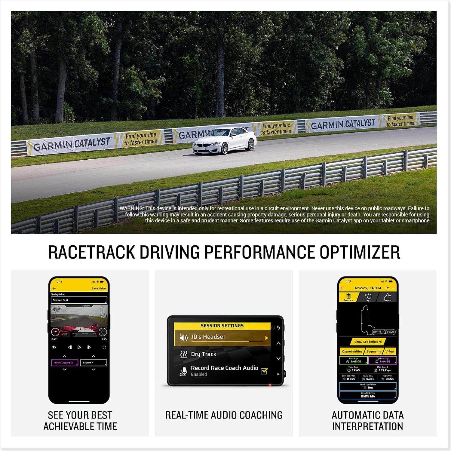 Garmin Catalyst™ 2, Racetrack Driving Performance Optimizer | Real-Time Coaching with On-Track Audio Cues, True Optimal Lap™ Technology, Detailed Performance Data, Leaderboards