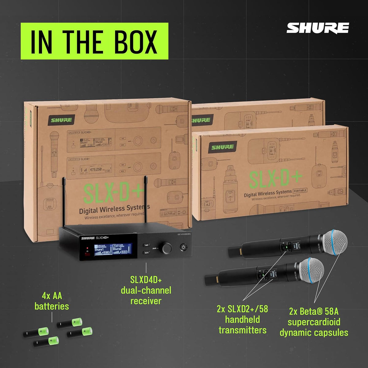 Shure SLXD24D+ Dual Wireless System with Beta58A Capsule - G57 Band