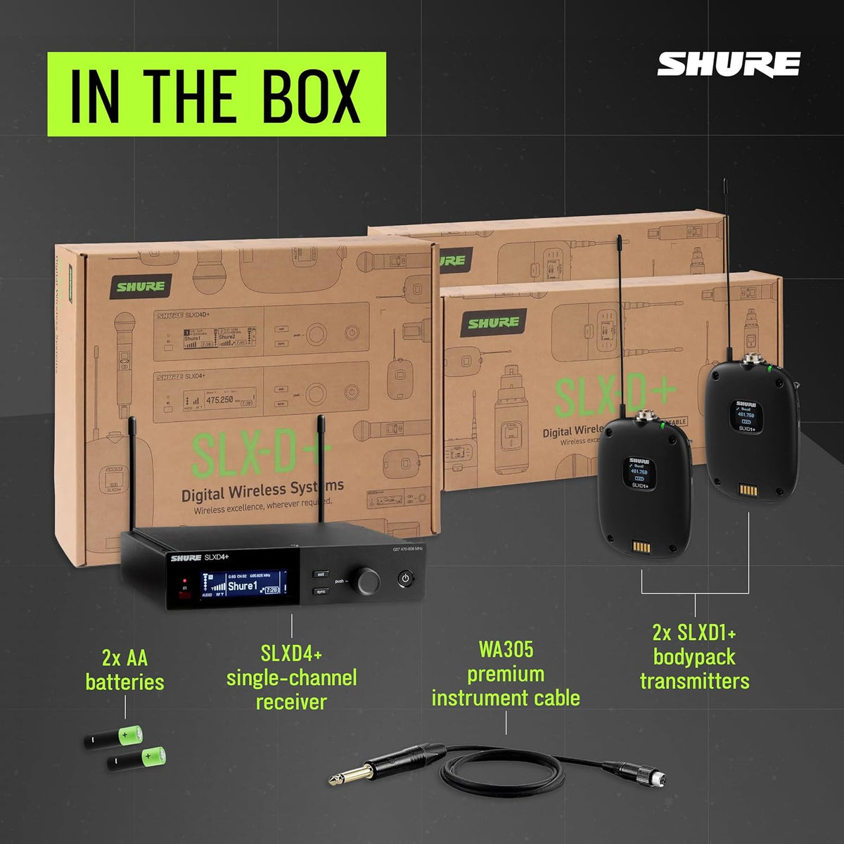 Shure SLXD14+ Digital Wireless Guitar/Bass System - G57 Band