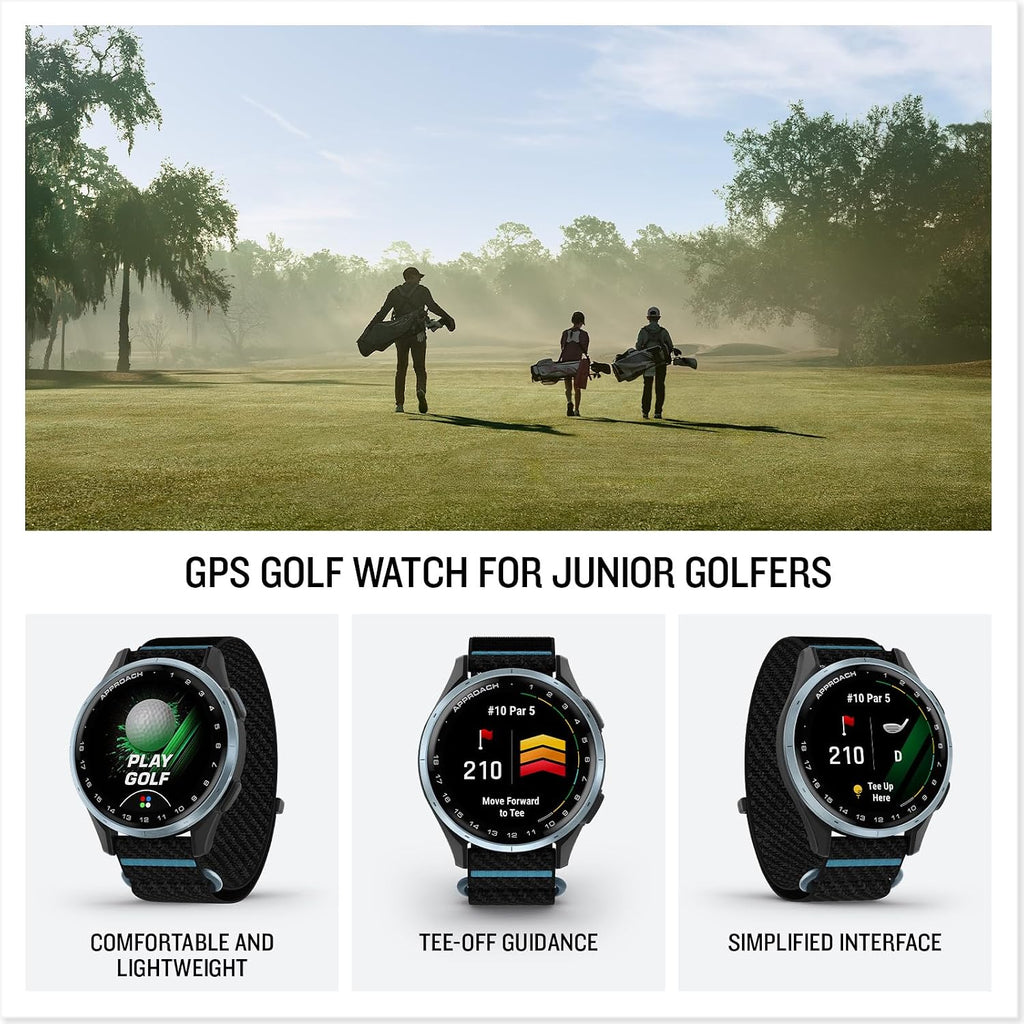 Garmin Approach® J1, Junior Golf Watch with GPS, 43mm, Black | Lightweight GPS Golf Watch Built for Junior Golfers, Simplified Interface, Tee-Off Guidance, Pace-of-Play Timer