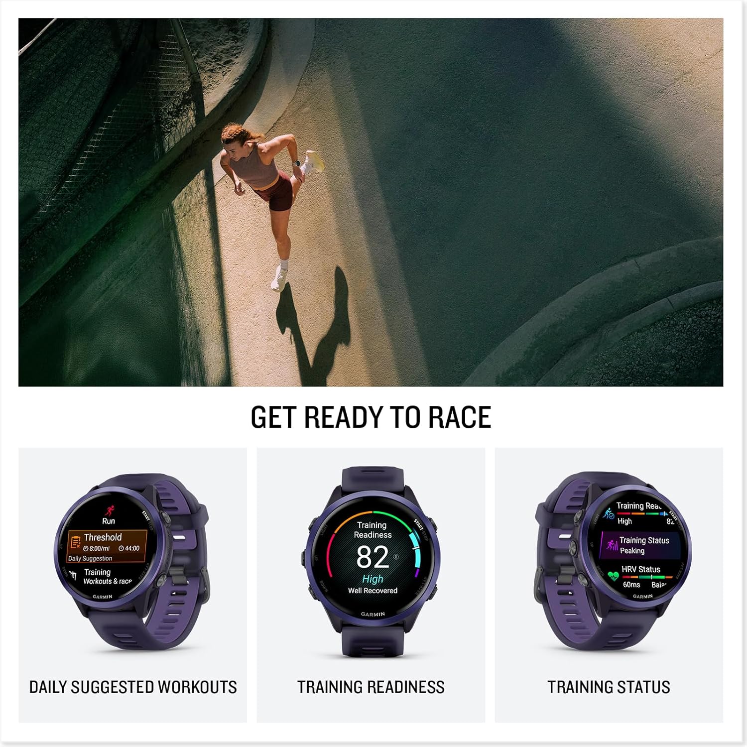 Garmin Forerunner® 570, 47mm, Aluminum, Imperial Purple/Indigo | Advanced GPS Running & Triathlon Smartwatch, AMOLED Display, Training & Recovery Features