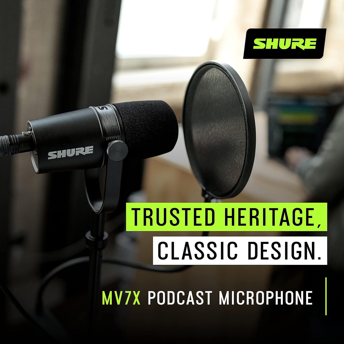 Shure MV7X XLR Dynamic Podcast & Recording Microphone - Black