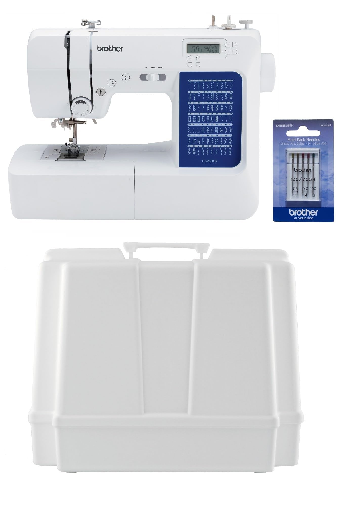 Brother CS7000X Computerized Sewing and Quilting Machine, 70 Built-in Stitches, LCD Display, Wide Table, 10 Included Feet, White