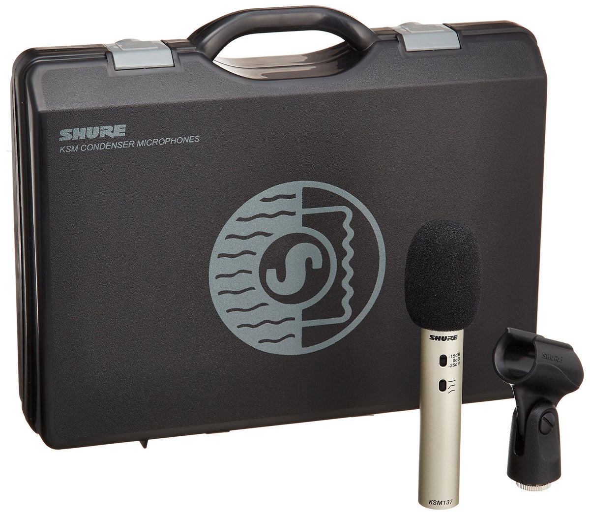 Shure KSM137/SL Stereo Pair with (2) KSM137, (2) Foam Windscreens, A27M Stereo Microphone Adapter and Carrying Case